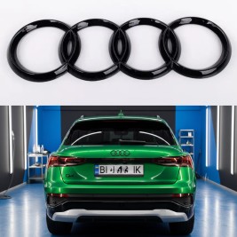 Емблема задня Audi Ауді 185 мм Чорний глянець (468853735) чорні кільця