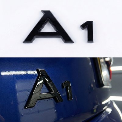 Емблема напис A1 на багажник Audi, чорна глянцева, Антихром, шильдик наклейка