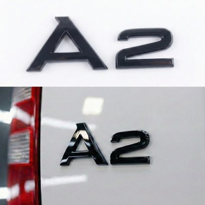Емблема напис A2 на багажник Audi, чорна глянцева, Антихром, шильдик наклейка