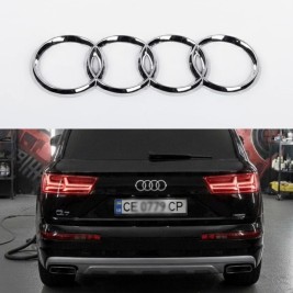 Емблема задня Audi Ауді  Q7 (4M) 2015-... 230 x 80 мм Хром, хромовані кільця