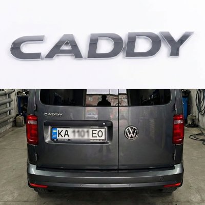Емблема CADDY на багажник Volkswagen Кадді, хром, 16х2,3 см, шильдик наклейка