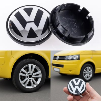 Ковпачок заглушка на литий диск VW Фольксваген 70 мм чорний, хром лого 7L6601149B Т4 Т5 Туарег