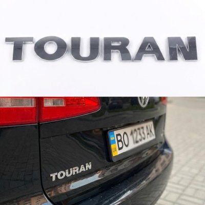 Chrome TOURAN Trunk Emblem for Volkswagen Touran, 18х2,3 cm Badge Sticker