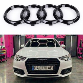 Передня емблема решітки радіатора Audi Ауді 273*94 мм Чорні кільця