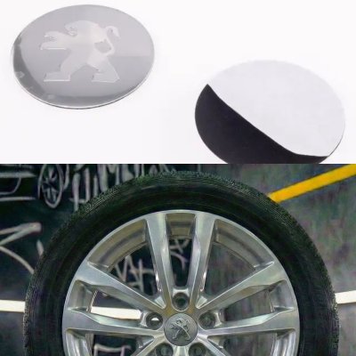 Наклейки на ковпачки заглушки в диски Peugeot Пежо 56 мм Сірі 4 шт