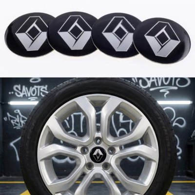 Наклейки на ковпачки заглушки в диски Renault Рено 56 мм Чорні 4 шт