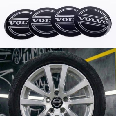 Наклейки на ковпачки заглушки в диски Volvo Вольво 56 мм Чорні 4 шт