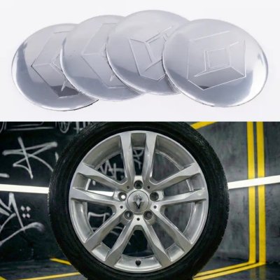 Наклейки на ковпачки заглушки в диски Renault Рено 56 мм Сірі 4 шт