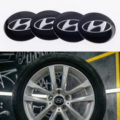 Наклейки на ковпачки заглушки в диски Hyundai Хюндай 56 мм Чорні 4 шт