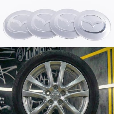 Наклейки на ковпачки заглушки в диски Mazda Мазда 56 мм Сірі 4 шт
