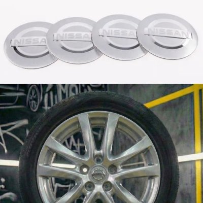 Наклейки на ковпачки заглушки в диски NISSAN Ніссан 56 мм Сірі 4 шт