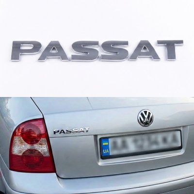 Емблема PASSAT на багажник Volkswagen Пассат, хром, 19х2,3 см, шильдик наклейка