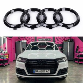 Передня емблема AUDI (Ауді) 315 мм Q5 (FY/80a), Q7 (4M) - Чорний глянець (4M0853605) кільця