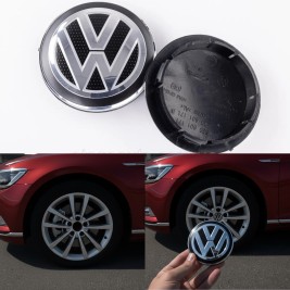 Ковпачок заглушка на литі диски VW Фольксваген 65 мм чорний, хром лого 5G0601171