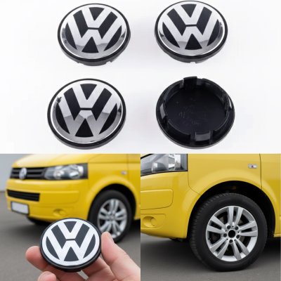 Ковпачки заглушки на литі диски VW Фольксваген 70 мм чорні, хром лого 7L6601149B Т4 Т5 Туарег