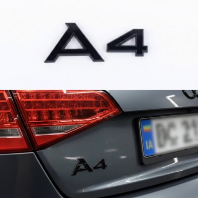 Емблема напис A4 на багажник Audi, чорна глянцева, Антихром, шильдик наклейка