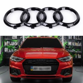 Передня емблема AUDI (Ауді) 249мм - Чорний глянець кільця