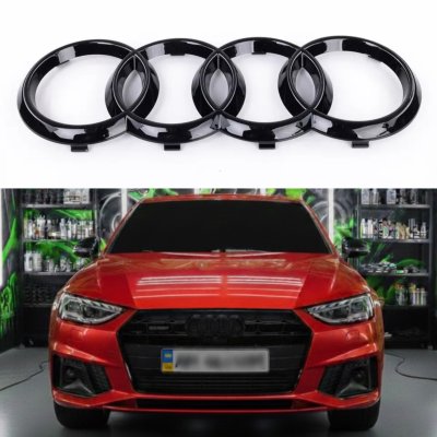 Передня емблема AUDI (Ауді) 249мм - Чорний глянець кільця