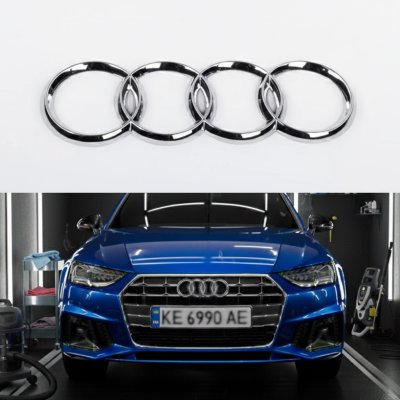 Передня емблема AUDI (Ауді) 249мм  - Хром кільця