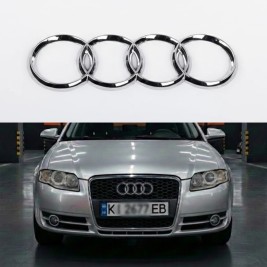 Передня емблема Audi Ауді A1 (8X) 2010-2018, A4 (B7) 2004-2008 - Хром 263x87 мм Хром кільця