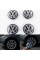 Ковпачки заглушки на литі диски VW Фольксваген 65 мм чорні, хром лого 5G0601171 комплект