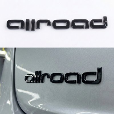 Емблема напис allroad на багажник Audi, чорна глянцева, Антихром, шильдик наклейка
