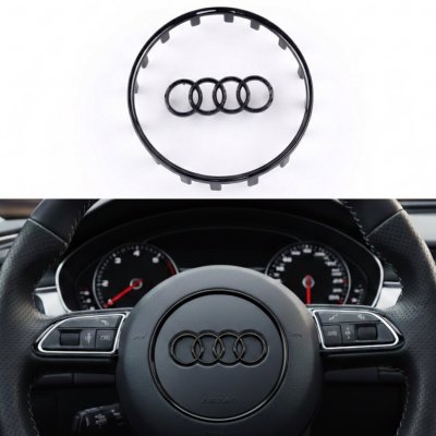 Накладка на кермо, емблема AUDI (Ауді) подушка AIR BAG 100 мм Чорний глянець