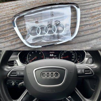 Накладка на кермо, емблема AUDI (Ауді) подушка AIR BAG 112 * 66 мм Хром