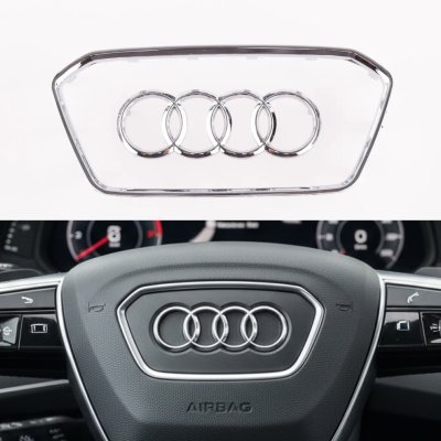 Накладка на кермо, емблема AUDI (Ауді) подушка AIR BAG 100*45 мм Хром