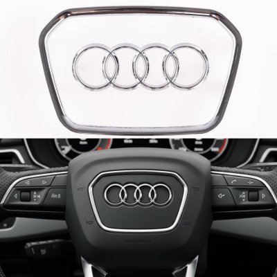 Накладка на кермо, емблема AUDI (Ауді) подушка AIR BAG 90 * 56 мм Хром