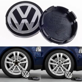 Ковпачок заглушка в литі диски VW Фольксваген 55 мм чорний, хром лого 6N0601171