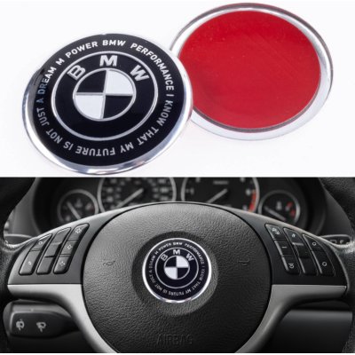 Емблема в кермо BMW БМВ 45мм Ювілейна 50 років Motorsport напис по колу Чорно біла