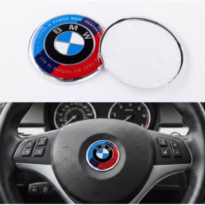 Емблема в кермо BMW БМВ 45мм Ювілейна 50 років Motorsport напис по колу Триколор