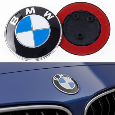 Эмблема БМВ BMW 82 мм Бело синяя значок в бампер бмв F20 F21 F22 F23 F30 F31 F32 F33 F34 F36 Значек