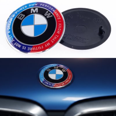 Емблема BMW БМВ 82мм Ювілейна 50 років Motorsport напис по колу Триколор