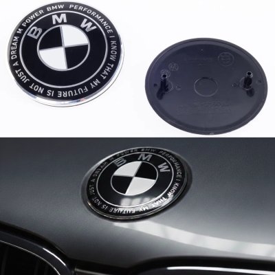 Емблема BMW БМВ 82мм Ювілейна 50 років Motorsport напис по колу Чорно біла