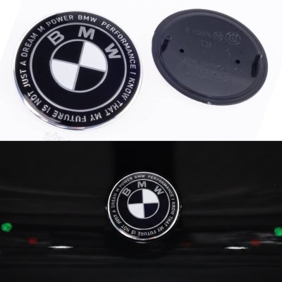 Емблема BMW БМВ 74мм Ювілейна 50 років Motorsport напис по колу Чорно білий