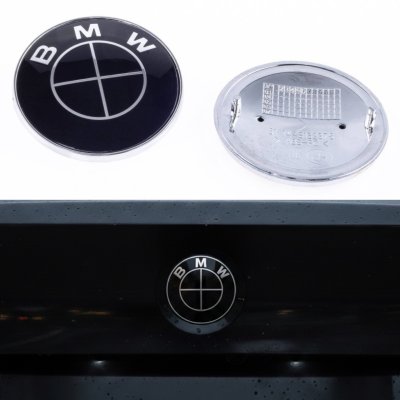 Эмблема БМВ BMW 74 мм черная E46 E39 E90 F30 F32 G30 G20 Значок на капот багажник Черный