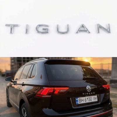 Емблема TIGUAN на багажник Volkswagen Тігуан, хром, 29х2 см, шильдик наклейка