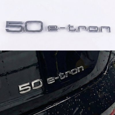 Емблема 50 e-tron 50 е-трон напис на багажник Audi, хром, шильдик наклейка