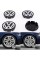Ковпачки заглушки в литі диски VW Фольксваген 55 мм чорні, хром лого 6N0601171 комплект