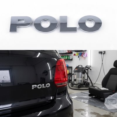 Chrome POLO Trunk Emblem for Volkswagen Polo, 13x2,3 cm Badge Sticker