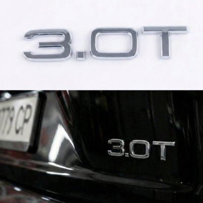Емблема 3.0T напис на багажник Audi, хром, шильдик наклейка