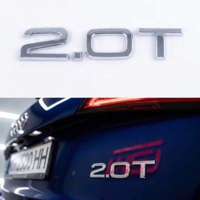 Емблема 2.0T напис на багажник Audi, хром, шильдик наклейка