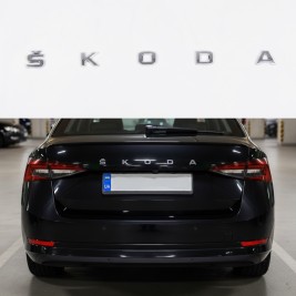 Шильдик емблема на багажник SKODA, напис для Шкода хром 59 см х 3 см