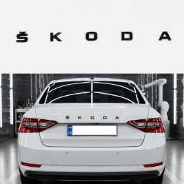 Шильдик емблема на багажник SKODA, напис для Шкода чорний 59 см х 3 см
