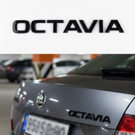 Шильдик на багажник, напис на багажник Октавія OCTAVIA Skoda Чорний глянець