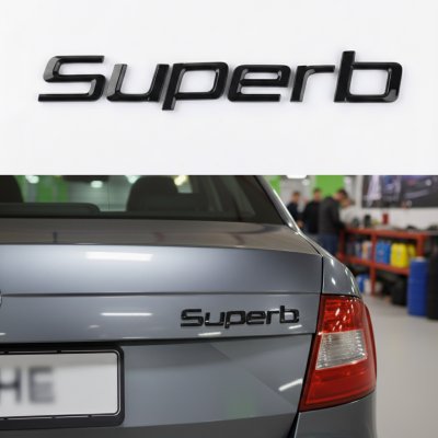 Шильдик емблема на багажник Superb для SKODA, Суперб для Шкода чорний