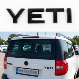 Шильдик емблема на багажник YETI для SKODA, Єті для Шкода чорний