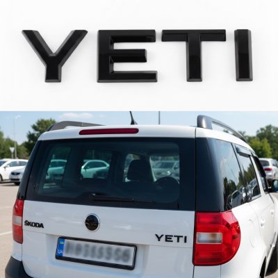 Шильдик емблема на багажник YETI для SKODA, Єті для Шкода чорний